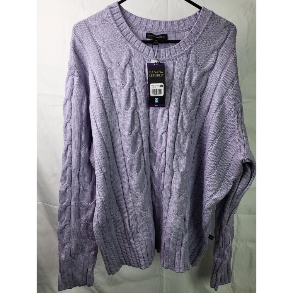 Banana Republic Women's Soft Cable Knit Sweater Lavender Grey XXL *READ**